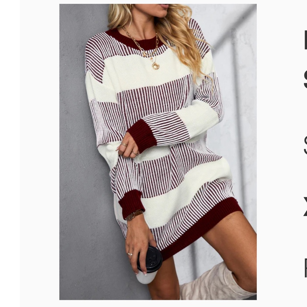 Cupshe Flying To The Moon Striped Drop-Sleeve Sweater Dress - Small - Used